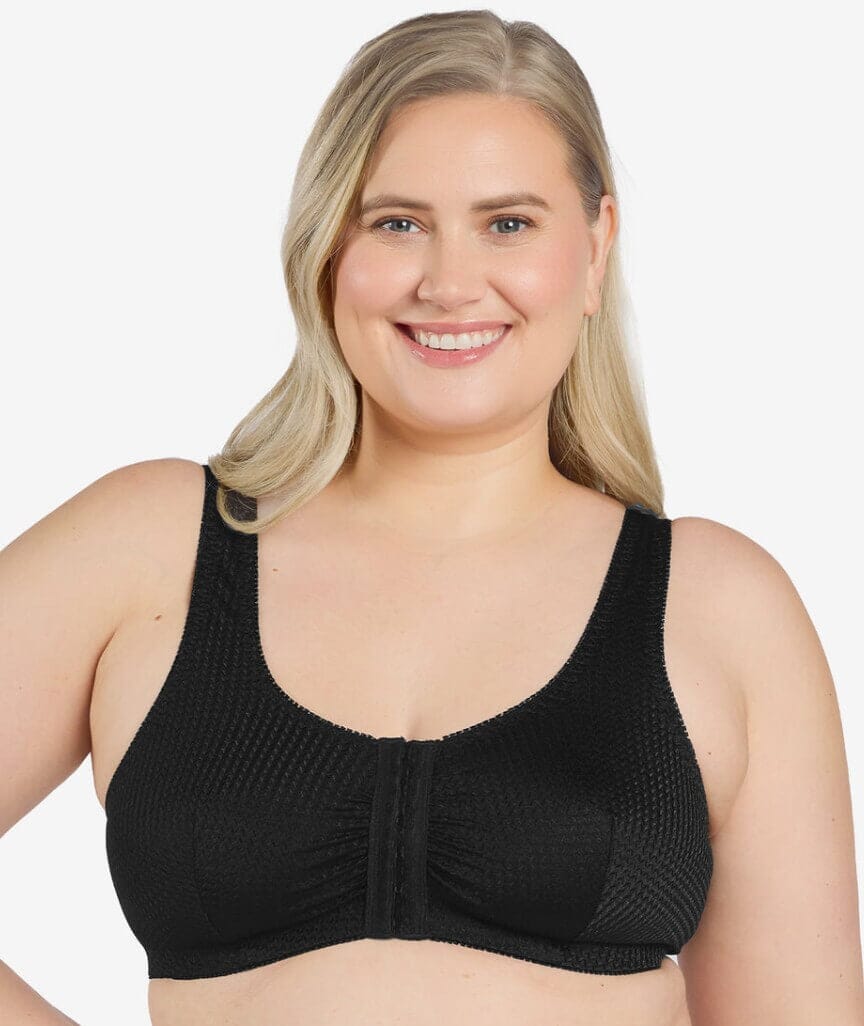 Leading Lady Marlene Wire-free Front Close Comfort Bra - Black