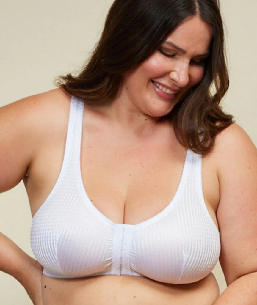 Leading Lady Marlene Wire-free Front Close Comfort Bra - White - Image 5