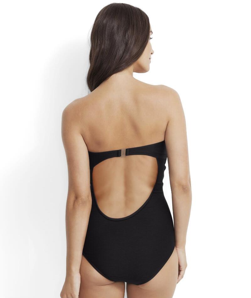 Miléa Mini Rib C-E Cup Bandeau Maillot One Piece Swimsuit - Nero - Image 2