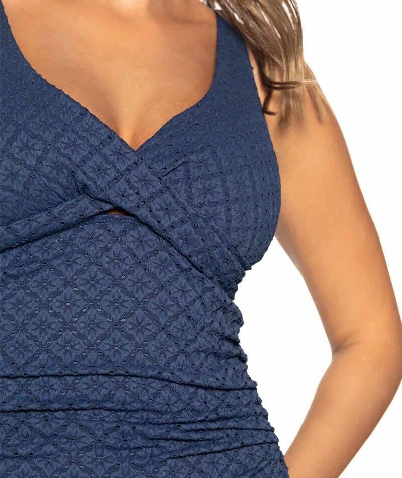 Nip Tuck Salacia Louise Cross Front A-DD Cup One Piece Swimsuit - Navy - Image 4