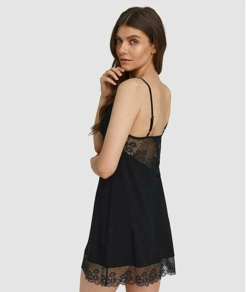 Oh!Zuza Lace Detail Chemise - Black - Image 5