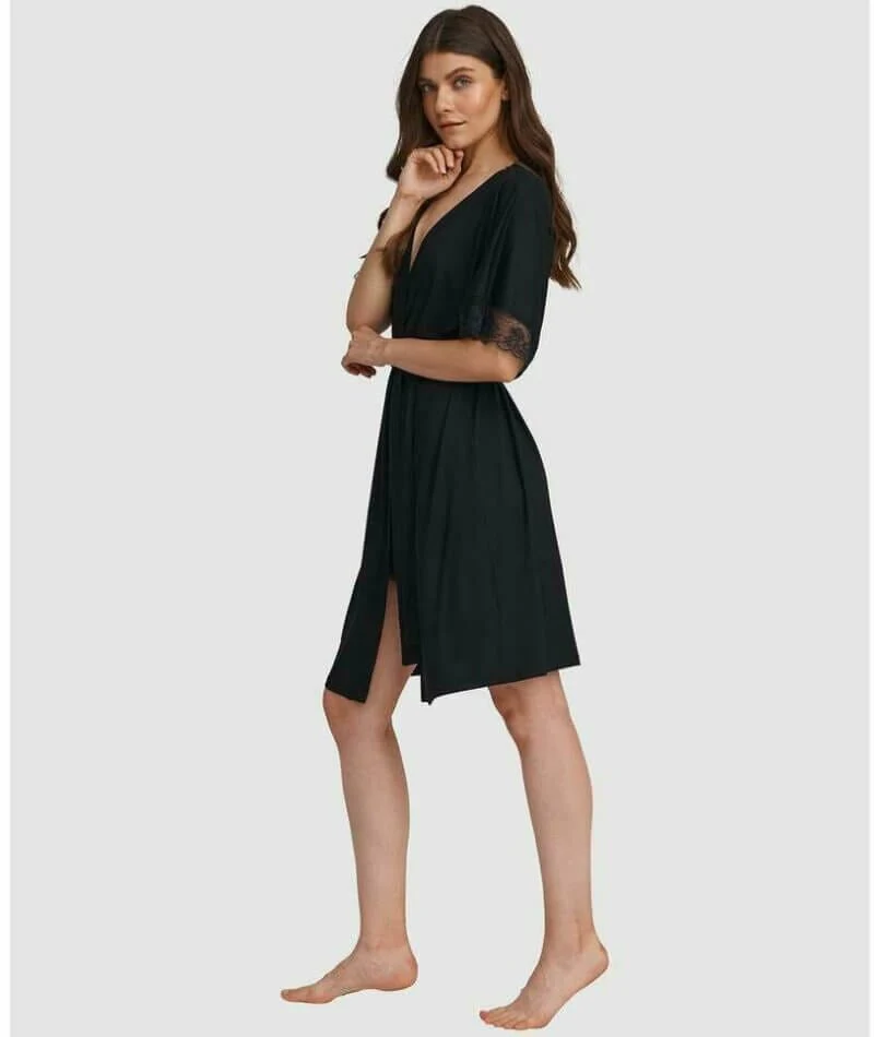 Oh!Zuza Lace Trim Robe - Black - Image 6