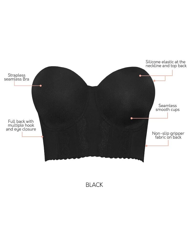 Parfait Elissa Seamless Underwire Padded Longline Strapless Bra - Black - Image 9