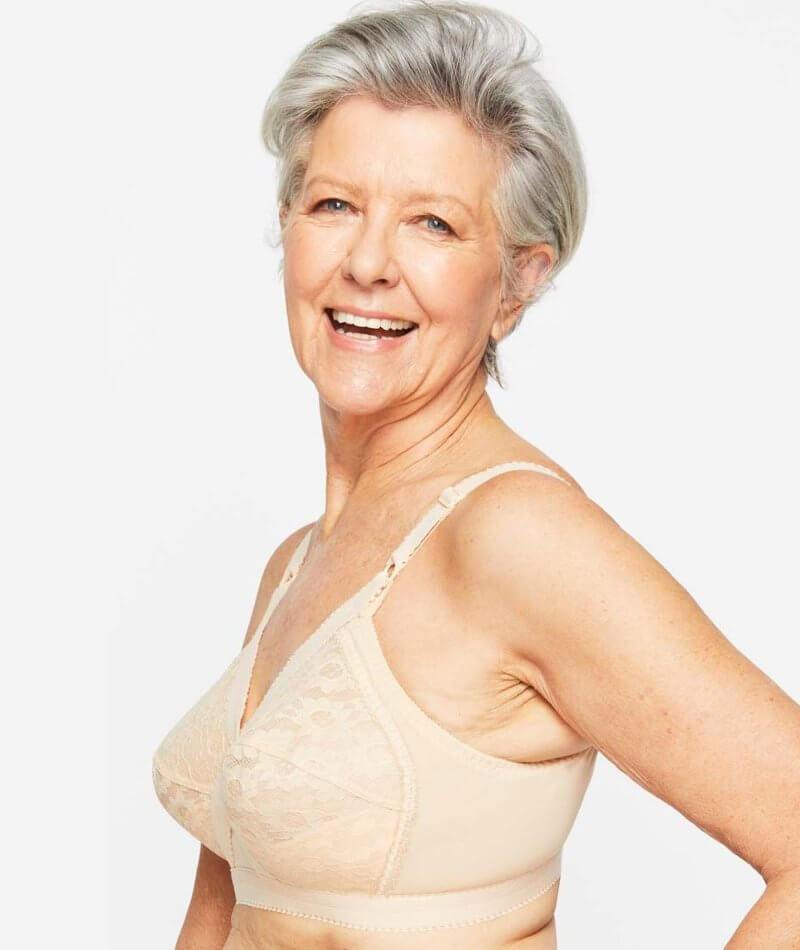Playtex 18 Hour Cross Your Heart Wire-Free Lace Bra - Beige - Image 3
