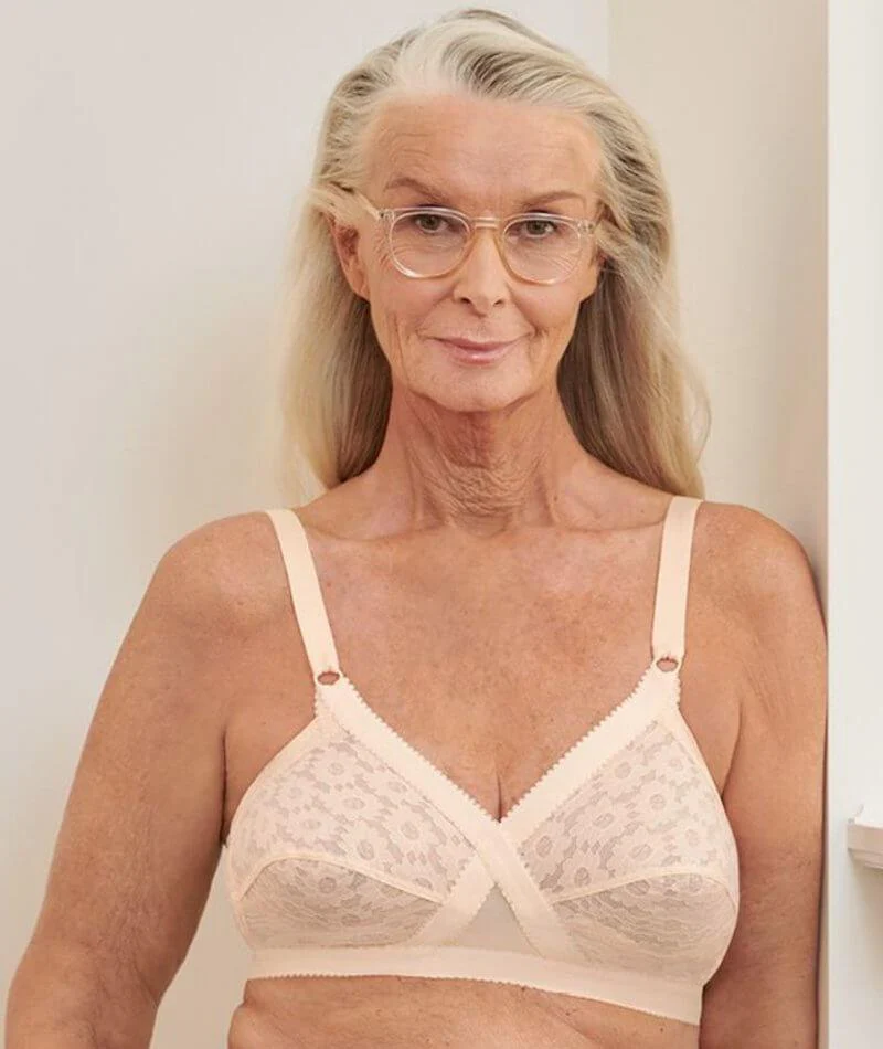 Playtex 18 Hour Cross Your Heart Wire-Free Lace Bra - Beige - Image 6