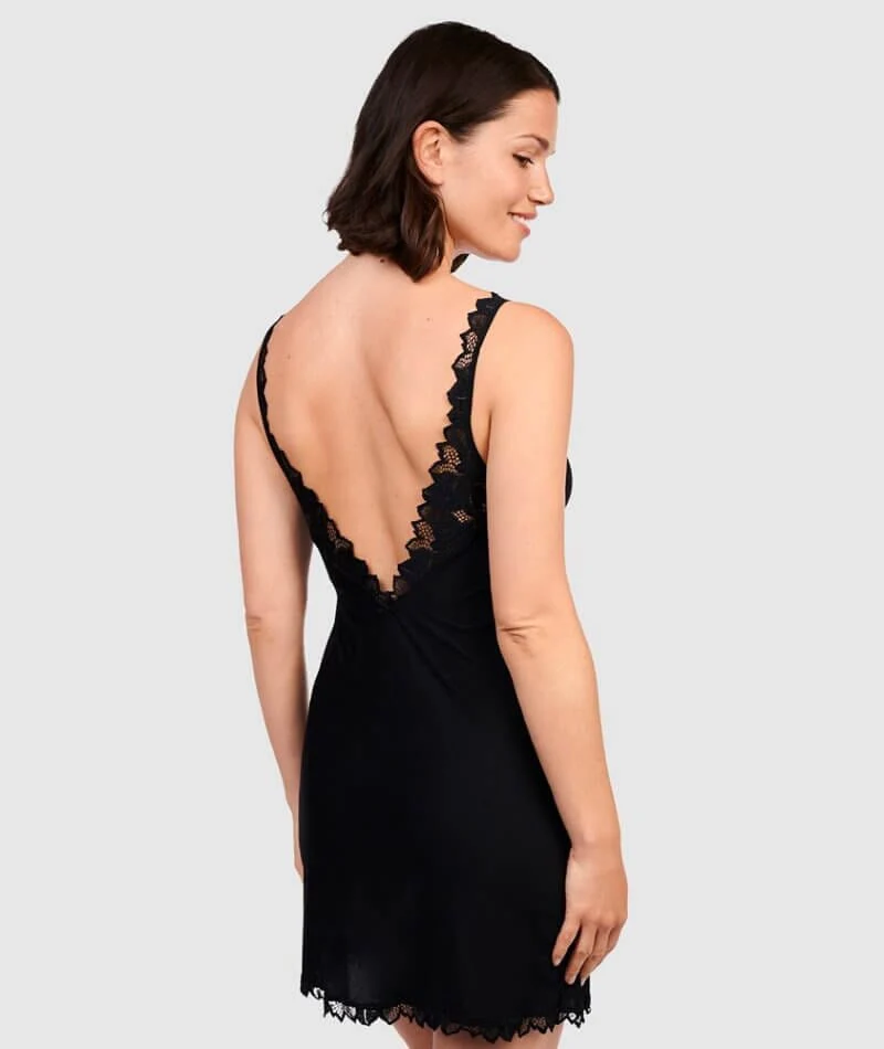 Sans Complexe Arum Lace Trim Chemise Wire-free Nightdress - Black - Image 3