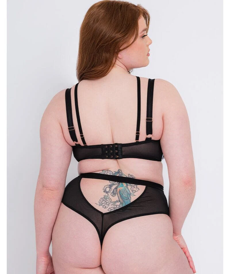 Scantilly Buckle Up Padded Half Cup Bra - Black - Image 5