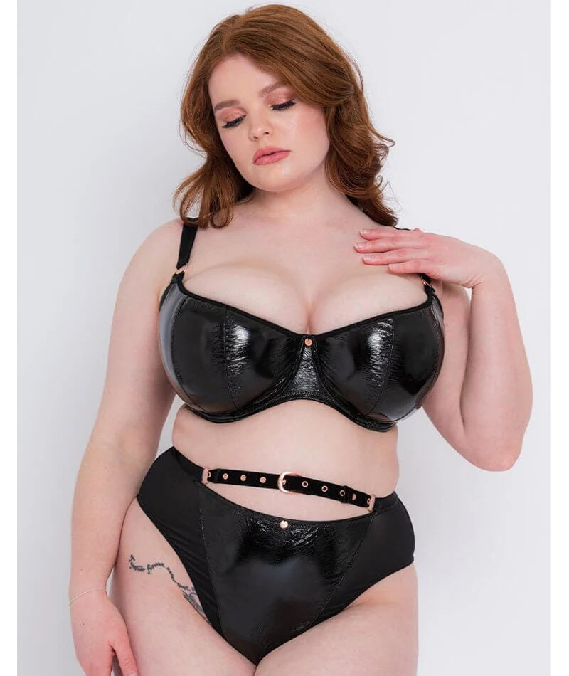 Scantilly Buckle Up Padded Half Cup Bra - Black - Image 6