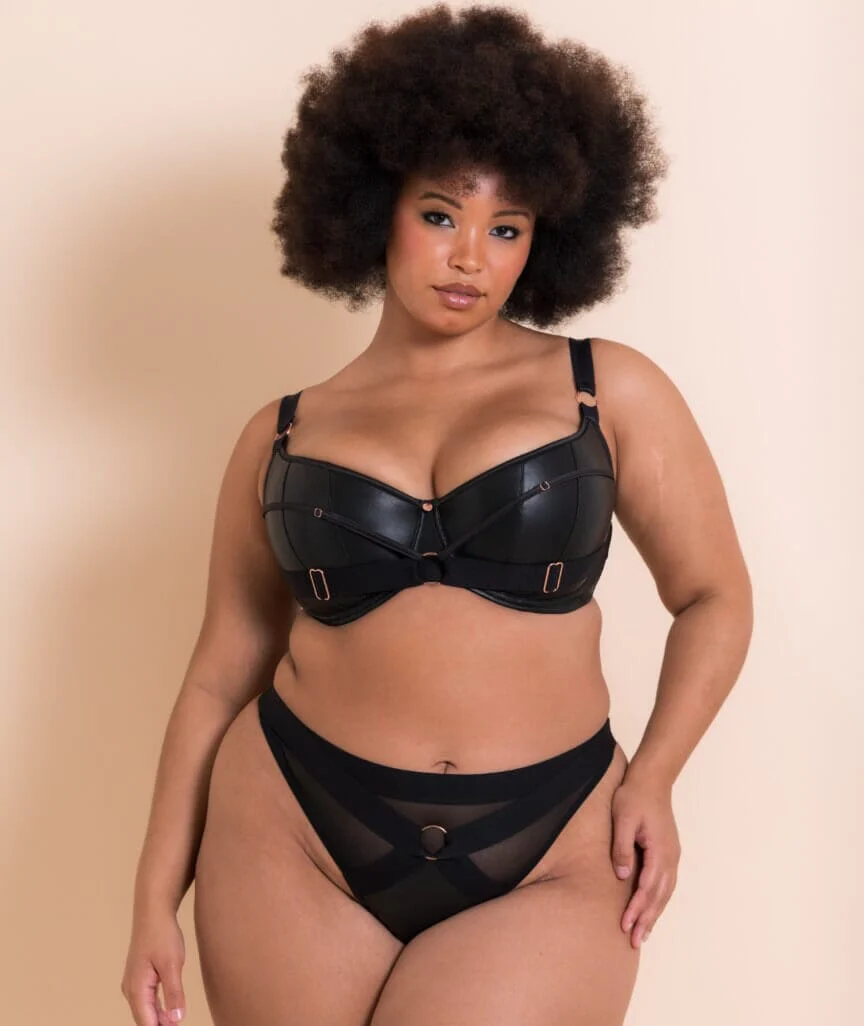 Scantilly Harnessed Padded Half Cup Bra - Black - Image 6