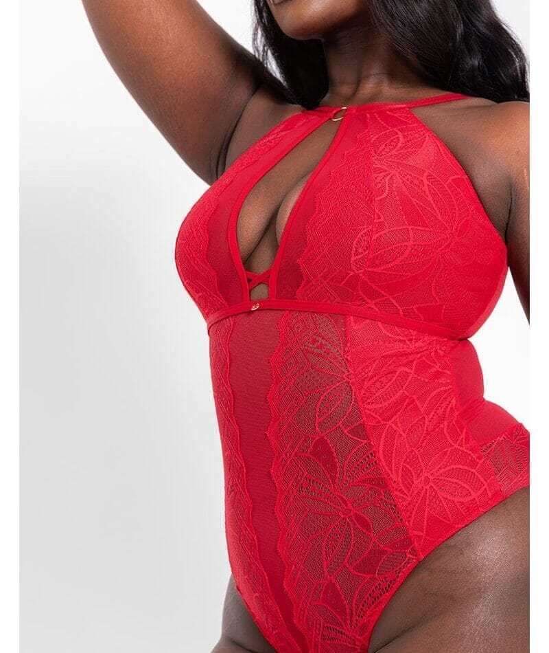 Scantilly Opulence Stretch Lace Bodysuit - Ruby Red - Image 4