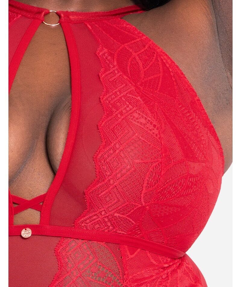 Scantilly Opulence Stretch Lace Bodysuit - Ruby Red - Image 8