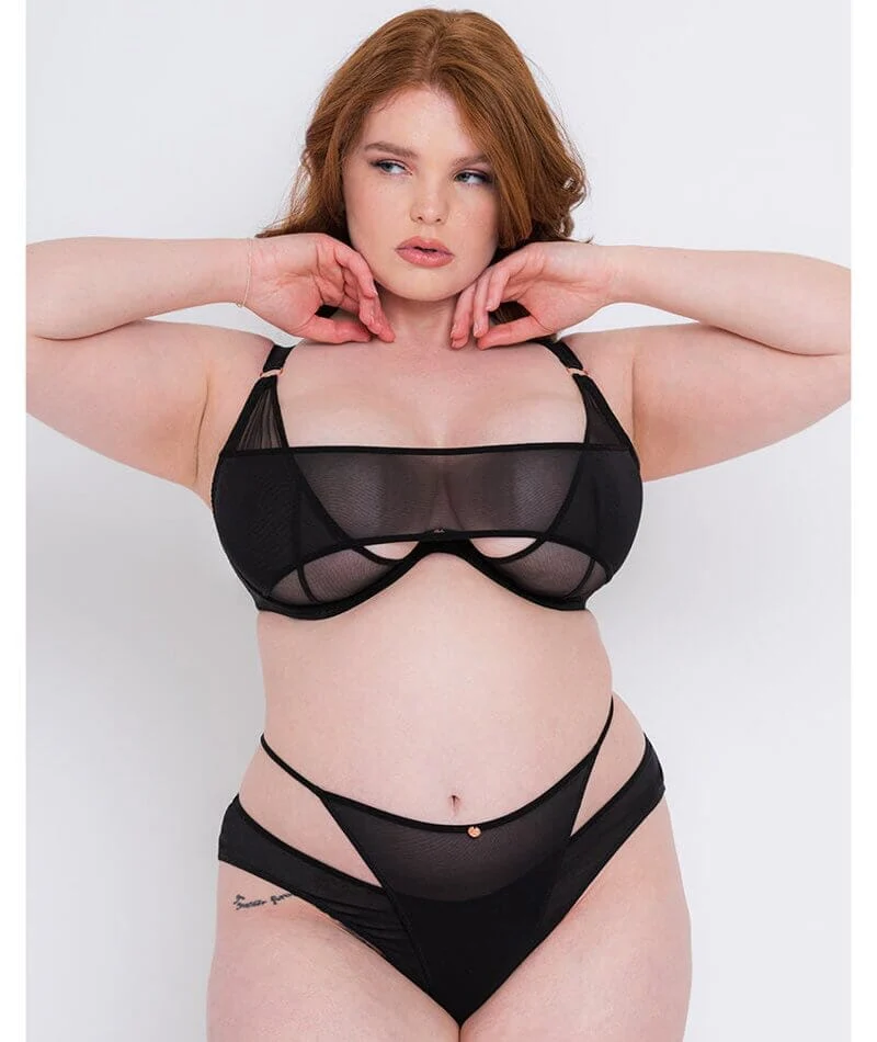 Scantilly Peep Show Deep Plunge Bra - Black - Image 3