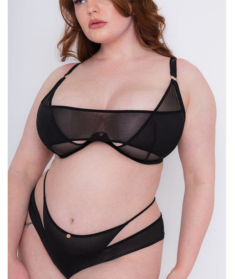 Scantilly Peep Show Deep Plunge Bra - Black - Image 4