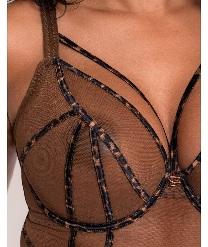 Scantilly Senses Plunge Bodysuit - Leopard Brown - Image 7