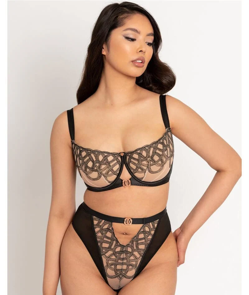 Scantilly Lovers Knot Balcony Bra - Black/Latte Beige - Image 3