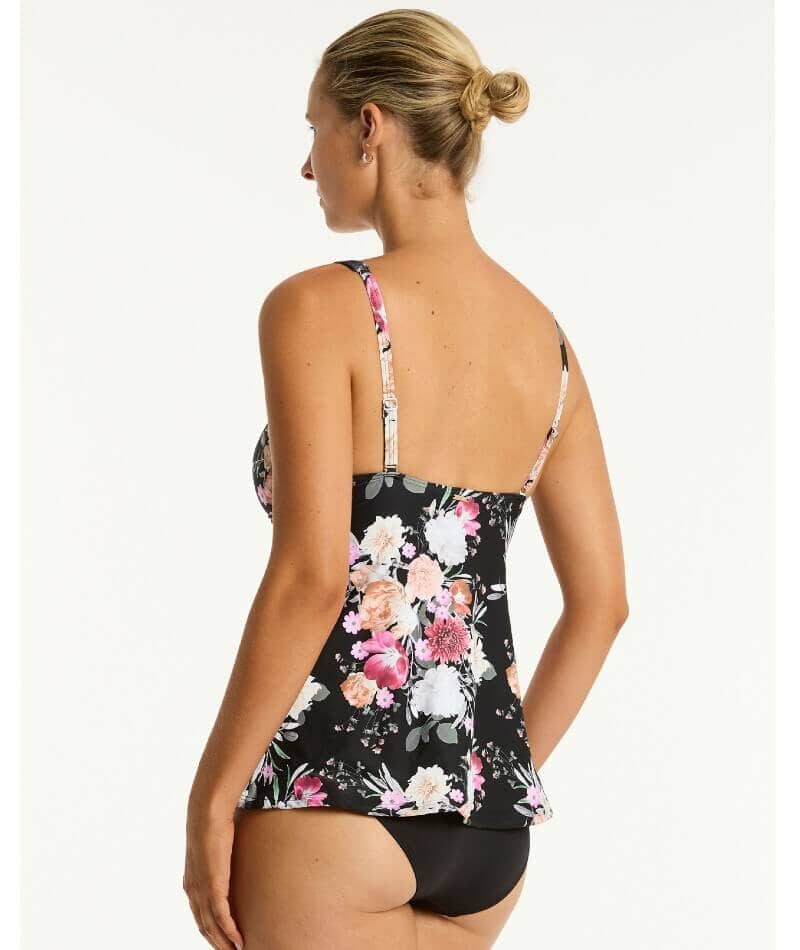 Sea Level Belle Cross Front  Swing DD-E Cup Singlet Top - Black - Image 2