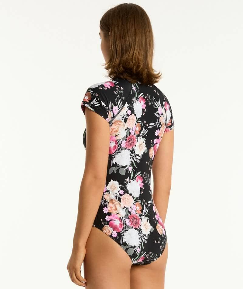 Sea Level Belle Short Sleeve A-DD Cup One Piece Swimsuit - Black - Image 2