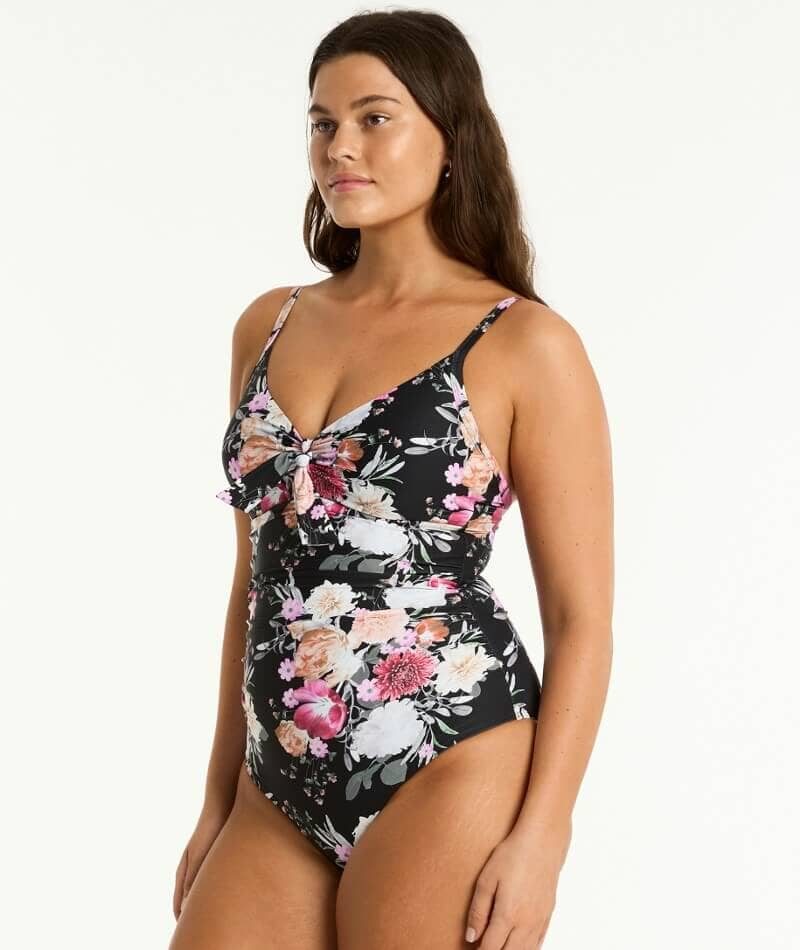 Sea Level Belle Tie Front DD-E Cup One Piece Swimsuit - Black - Image 3