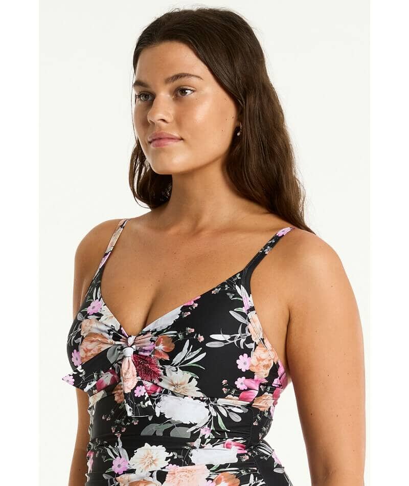 Sea Level Belle Tie Front DD-E Cup One Piece Swimsuit - Black - Image 4