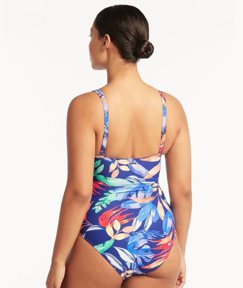 Sea Level Cabana Tank Style D-DD Cup Shirred One Piece Swimsuit- Royal - Image 2