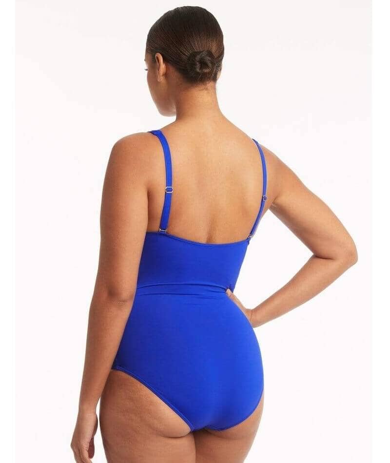 Sea Level Eco Essentials Cross Front A-DD Cup One Piece Swimsuit - Cobalt - Image 2