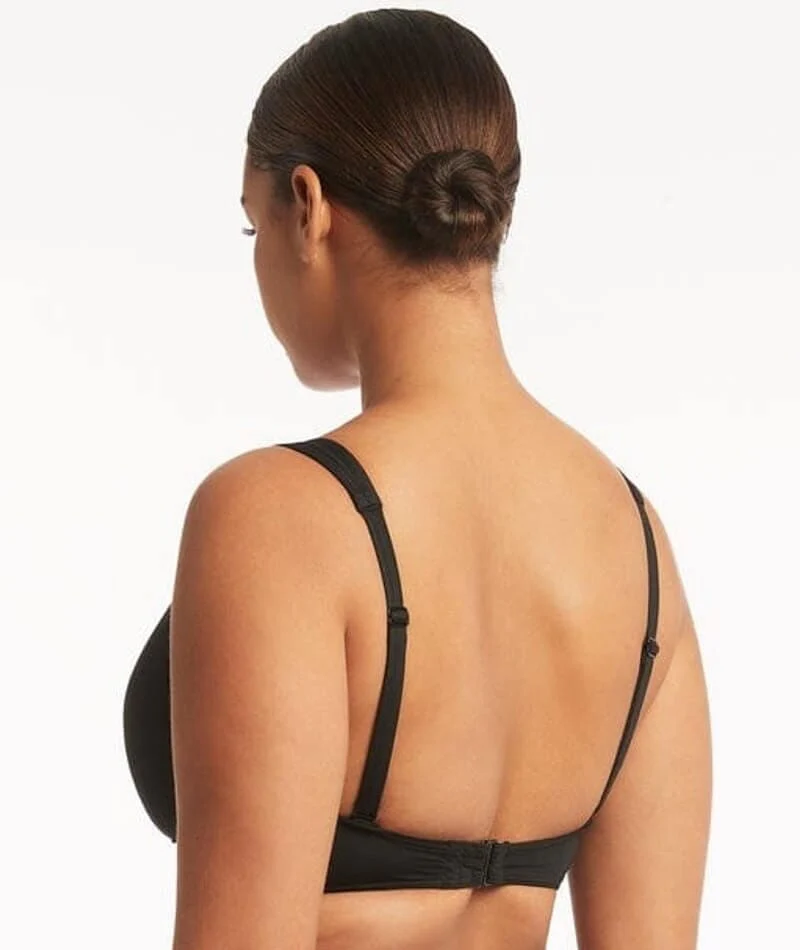 Sea Level Eco Essentials Cross Front A-DD Cup Bikini Top - Black - Image 5