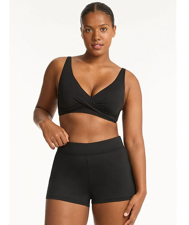 Sea Level Eco Essentials Cross Front A-DD Cup Bikini Top - Black - Image 7