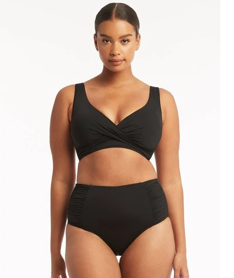 Sea Level Eco Essentials Cross Front A-DD Cup Bikini Top - Black - Image 8