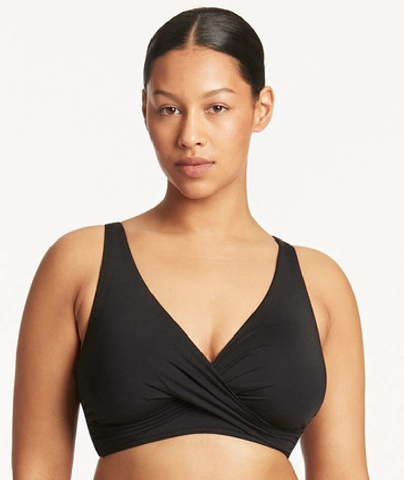 Sea Level Eco Essentials Cross Front G Cup Bikini Top - Black - Image 2