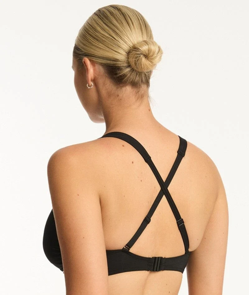 Sea Level Eco Essentials Cross Front G Cup Bikini Top - Black - Image 3