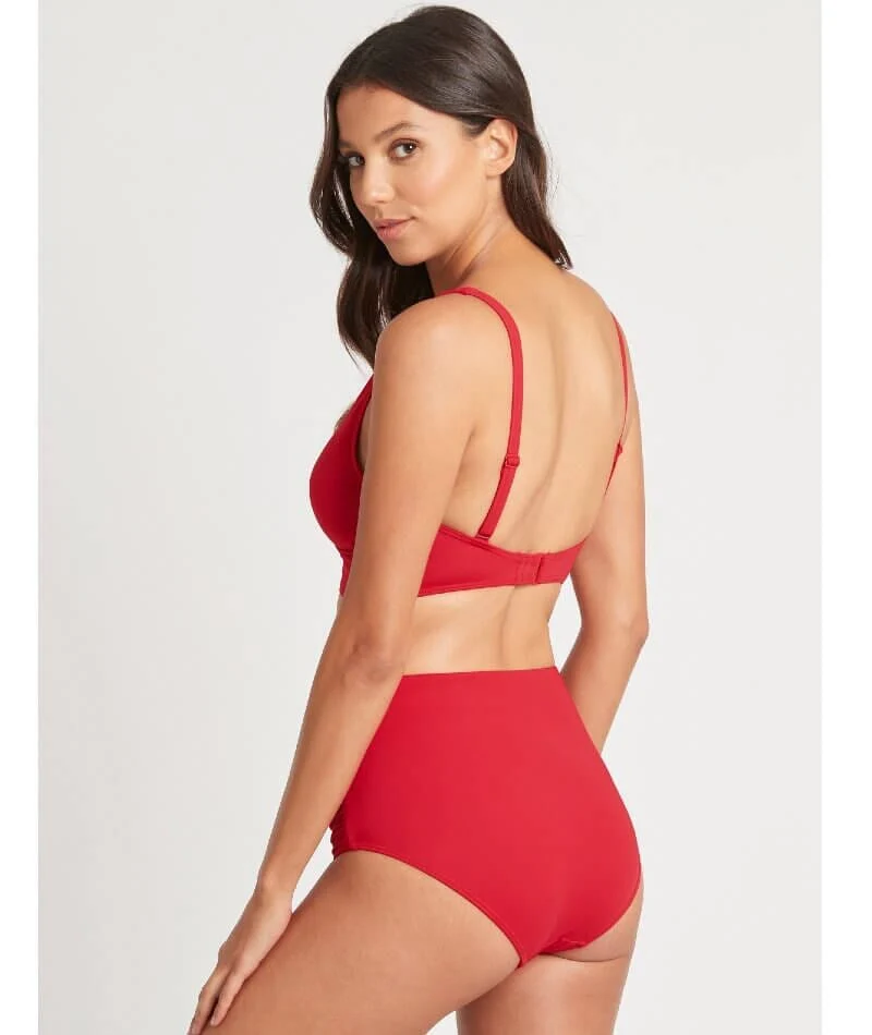 Sea Level Eco Essentials Gathered Side High Waist Bikini Brief - Red - Image 4