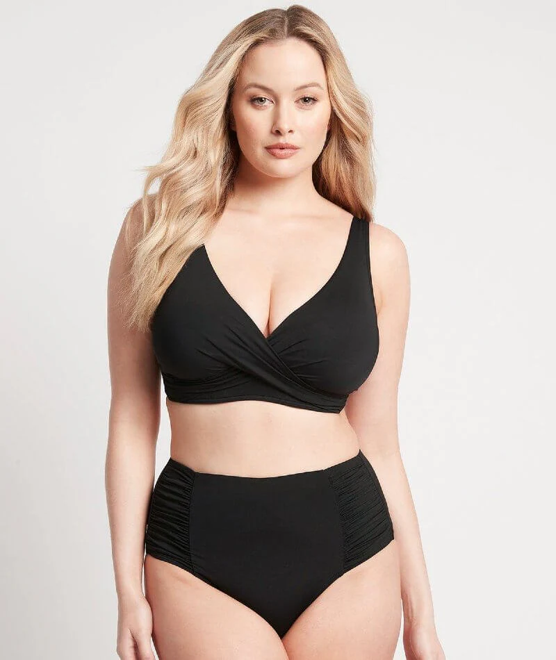 Sea Level Eco Essentials Gathered Side High Waist Brief - Black - Image 4