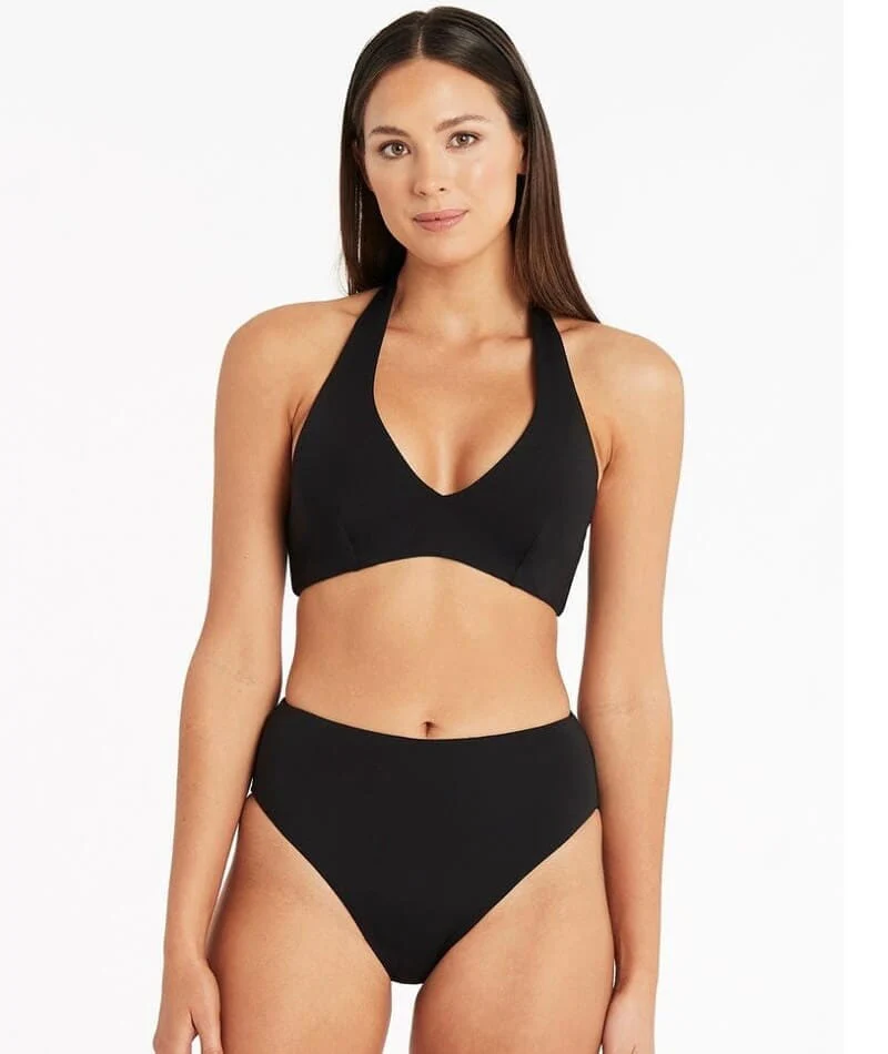 Sea Level Eco Essentials Retro High Waist Bikini Brief - Black - Image 4