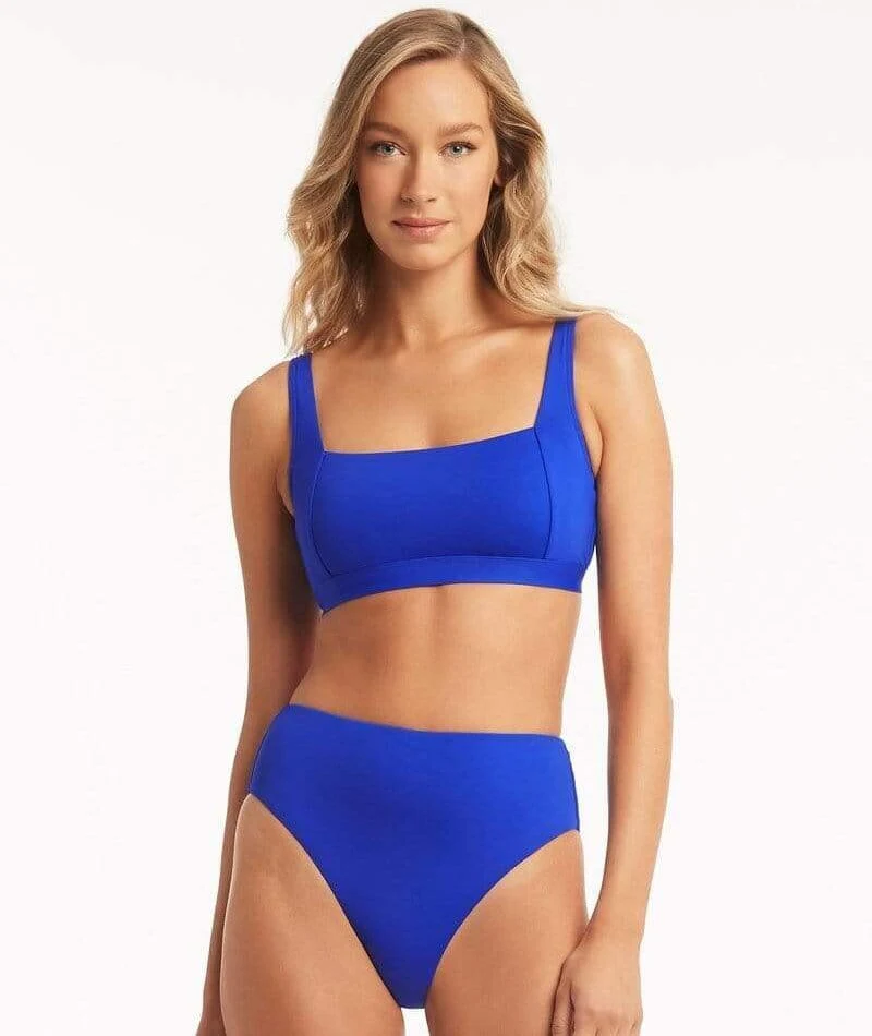 Sea Level Eco Essentials Retro High Waist Bikini Brief - Cobalt - Image 5