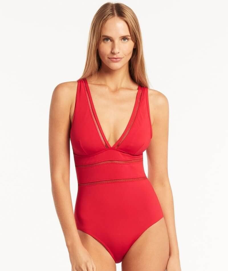 Sea Level Eco Essentials Spliced One Piece Swimsuit - Red