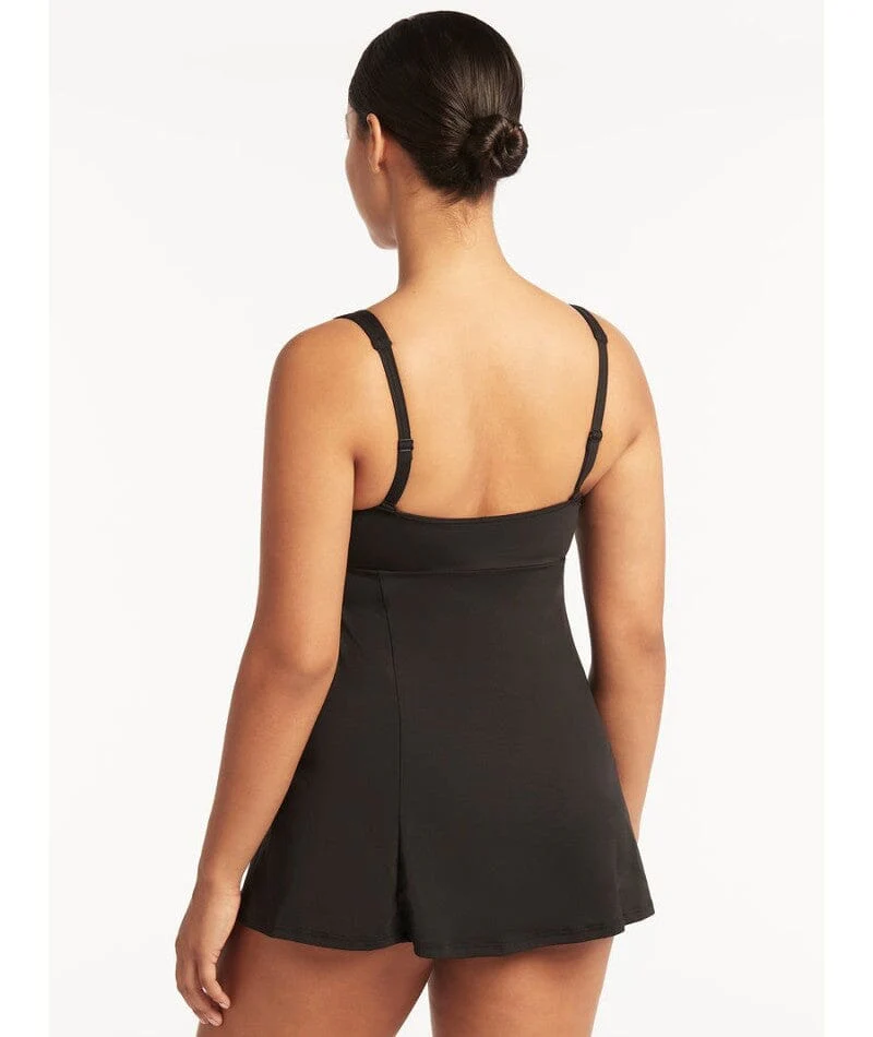 Sea Level Eco Essentials Square Neck Swim Dress - Black - Image 2