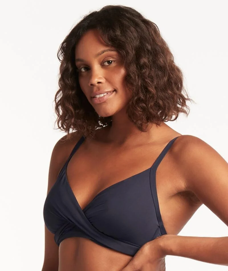 Sea Level Eco Essentials Twist Front DD-E Cup Bikini Top - Night Sky - Image 3