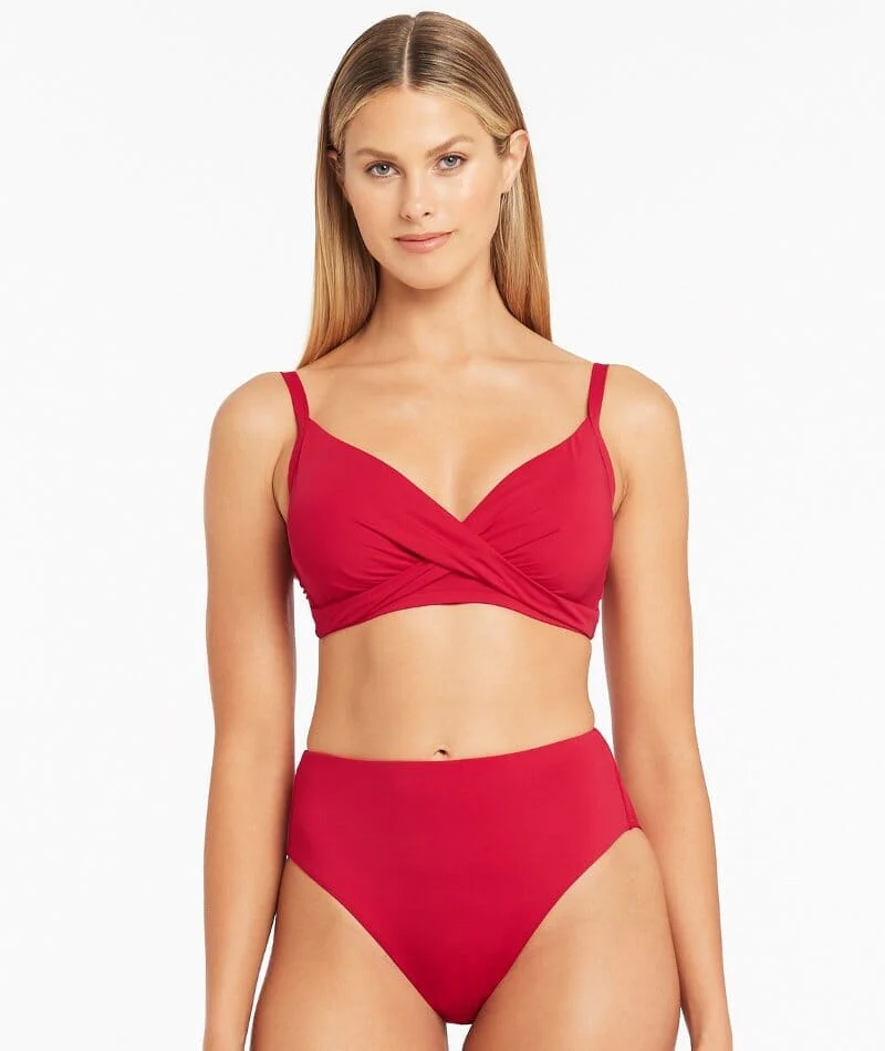 Sea Level Eco Essentials Twist Front DD-E Cup Bikini Top - Red - Image 4