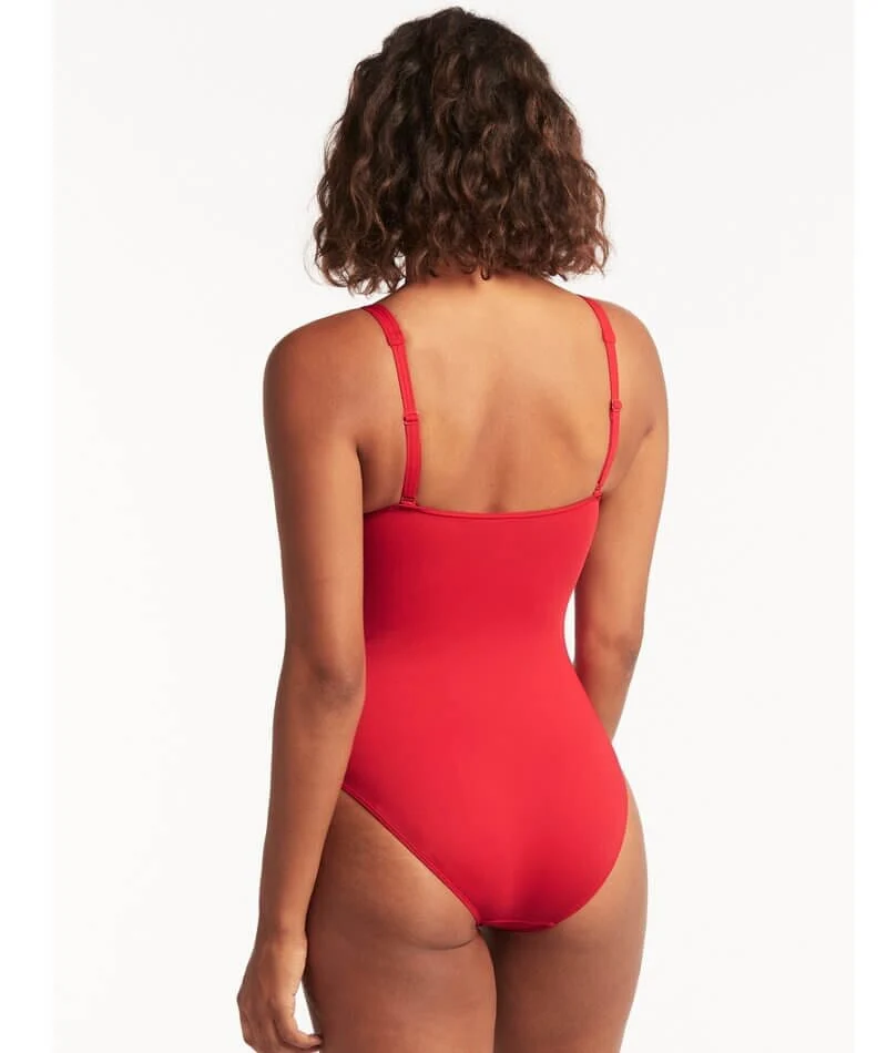 Sea Level Eco Essentials Twist Front A-DD Cup One Piece Swimsuit - Red - Image 2