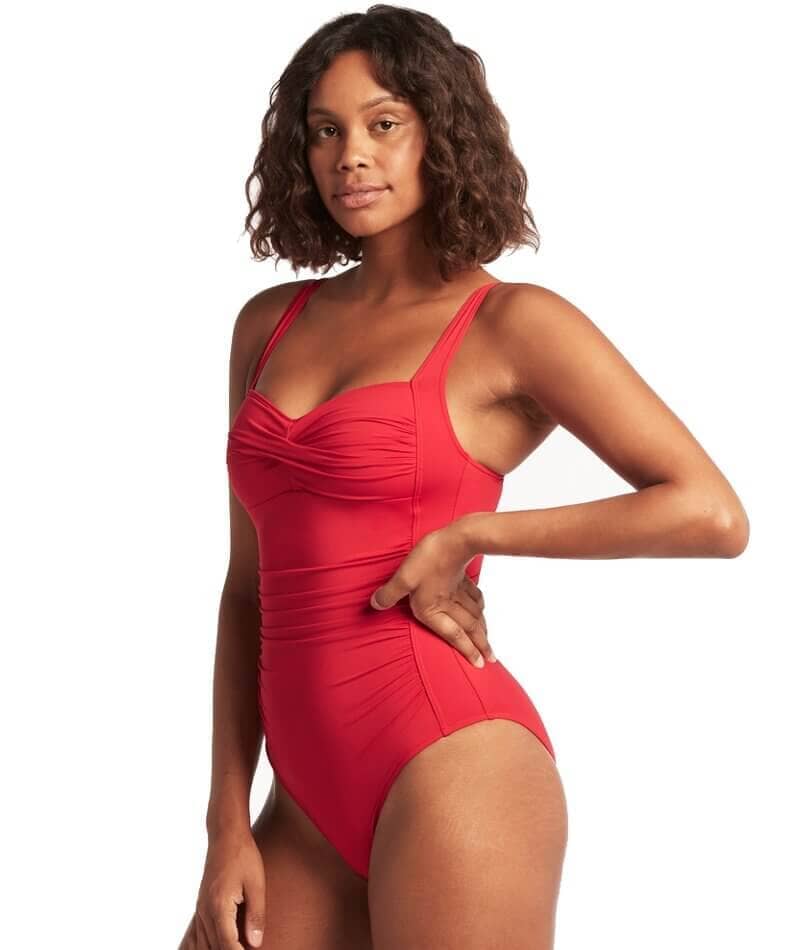 Sea Level Eco Essentials Twist Front A-DD Cup One Piece Swimsuit - Red - Image 3