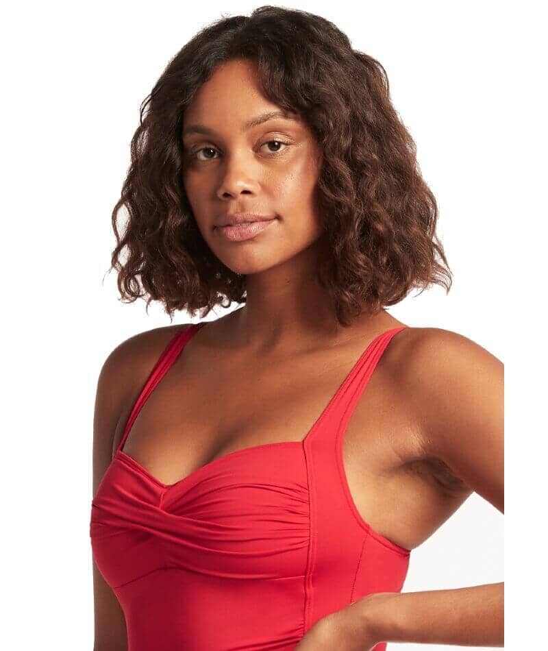Sea Level Eco Essentials Twist Front A-DD Cup One Piece Swimsuit - Red - Image 4
