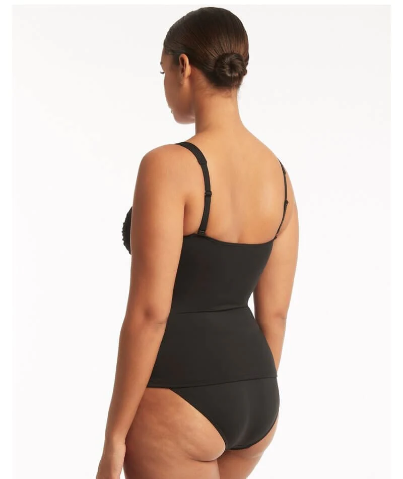 Sea Level Eco Essentials Twist Front A-DD Cup Singlet Top - Black - Image 2