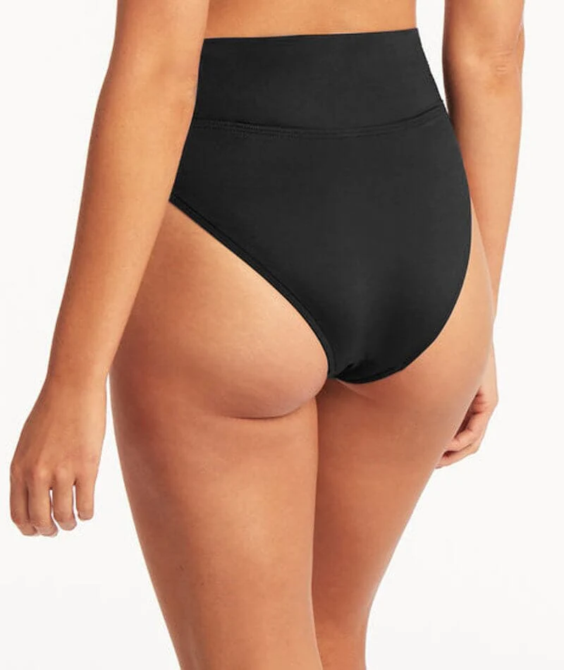 Sea Level Eco Essentials Wrap High Waist Brief - Black - Image 2