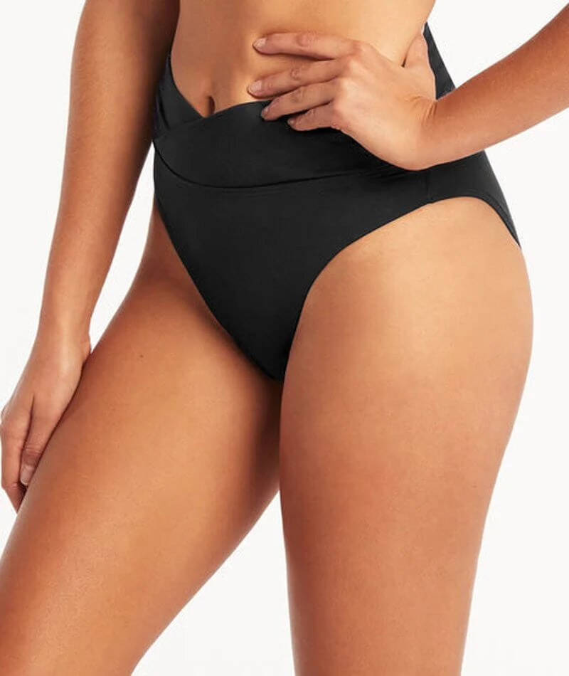Sea Level Eco Essentials Wrap High Waist Brief - Black - Image 3