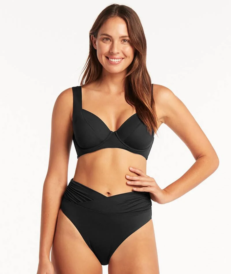 Sea Level Eco Essentials Wrap High Waist Brief - Black - Image 4