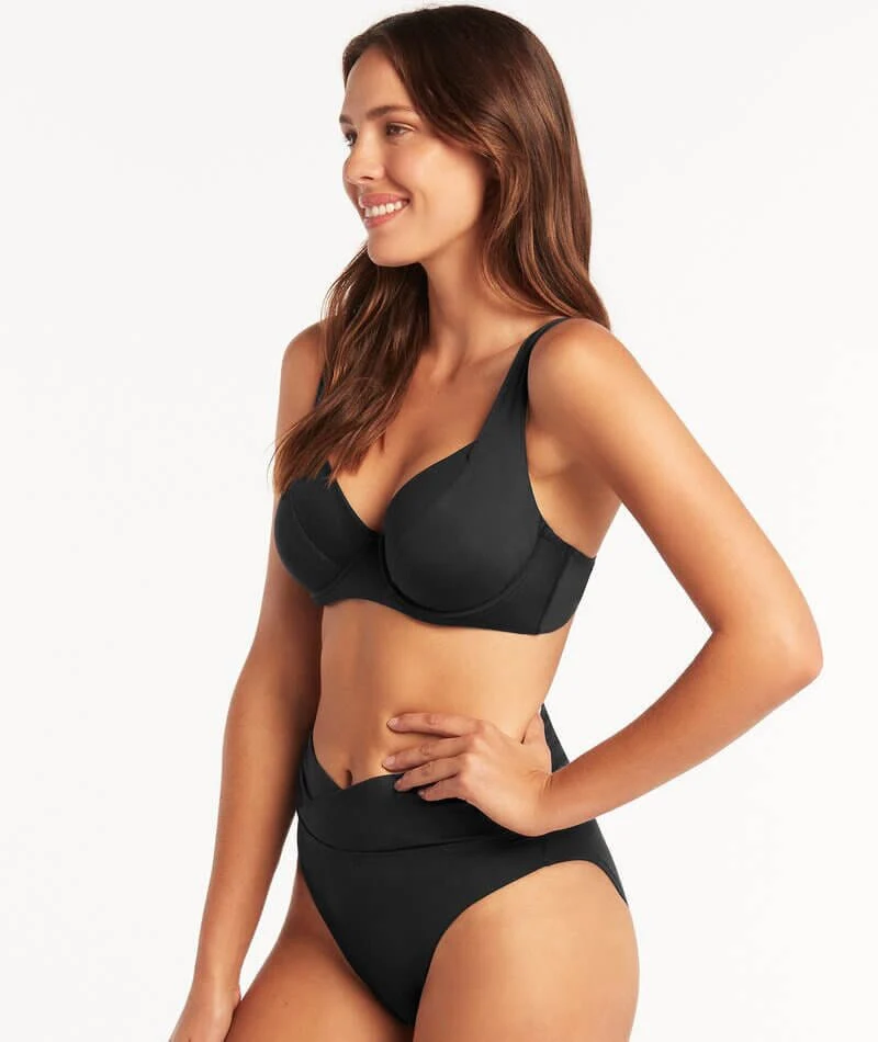 Sea Level Eco Essentials Wrap High Waist Brief - Black - Image 6
