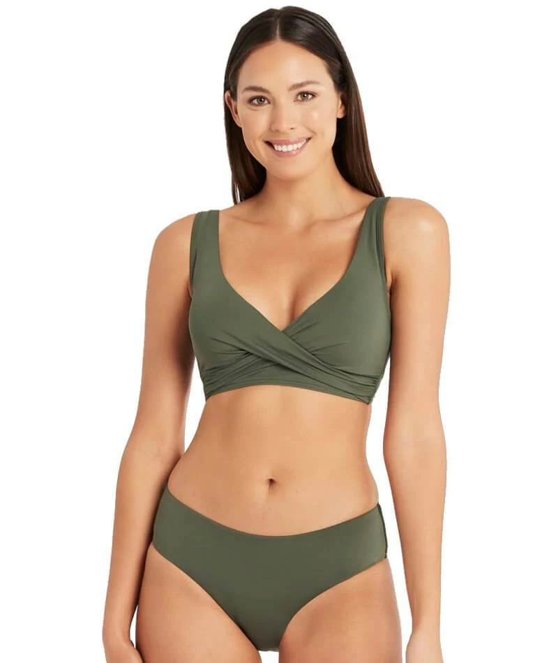 Sea Level Eco Essentials Cross Front A-DD Cup Bikini Top - Khaki - Image 4