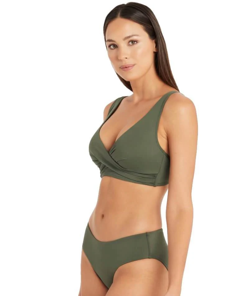 Sea Level Eco Essentials Cross Front A-DD Cup Bikini Top - Khaki - Image 6