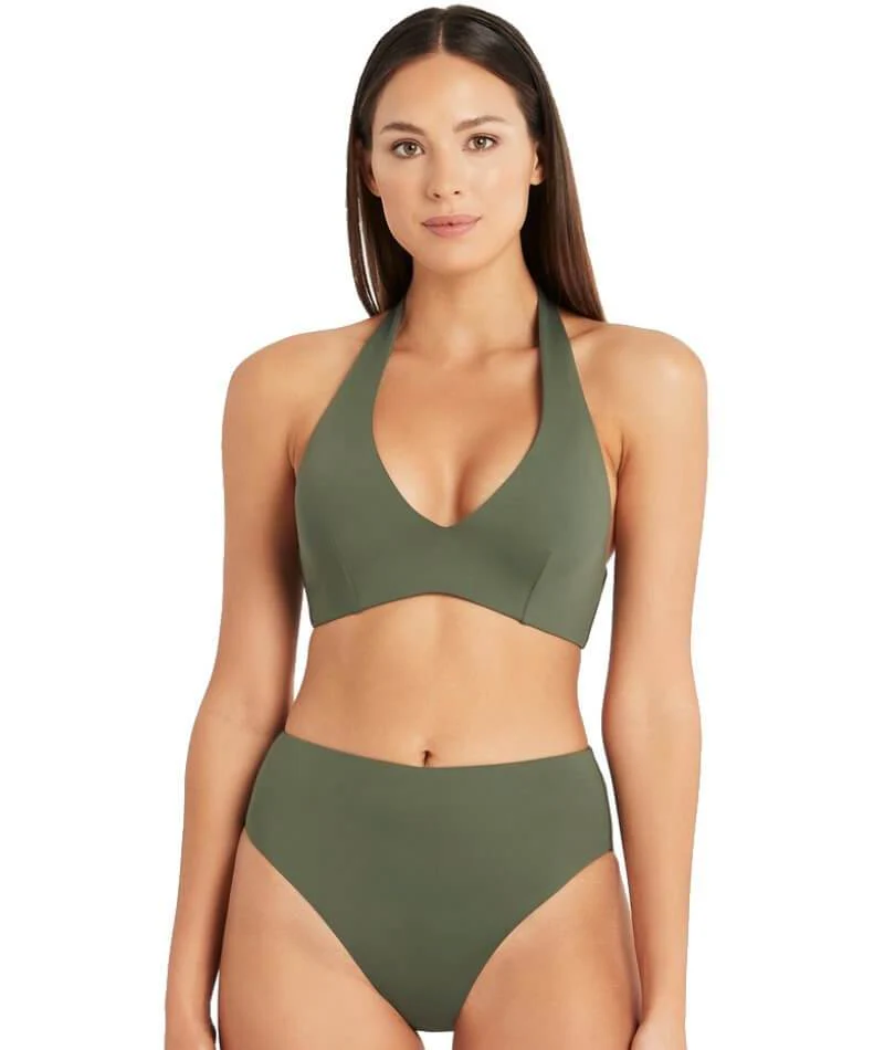 Sea Level Eco Essentials D-DD Cup Halter Bikini Top - Khaki - Image 5