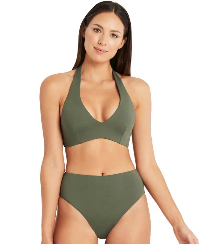 Sea Level Eco Essentials D-DD Cup Halter Bikini Top - Khaki - Image 7